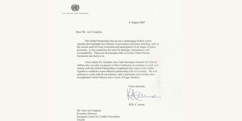 Kofi Annan's 2005 Letter of Support 