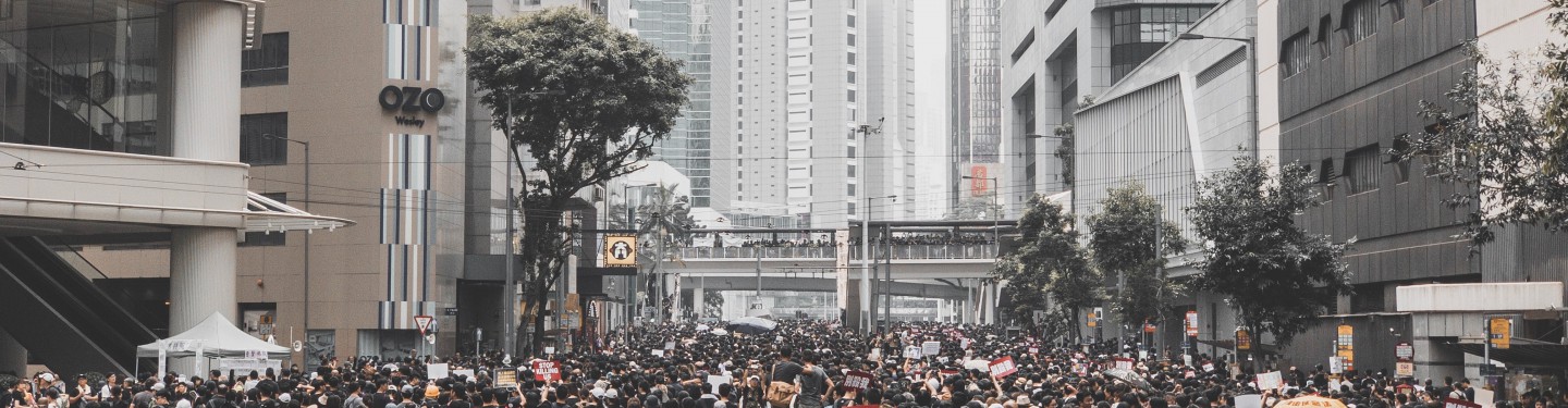 People protesting the street in Hong Kong
