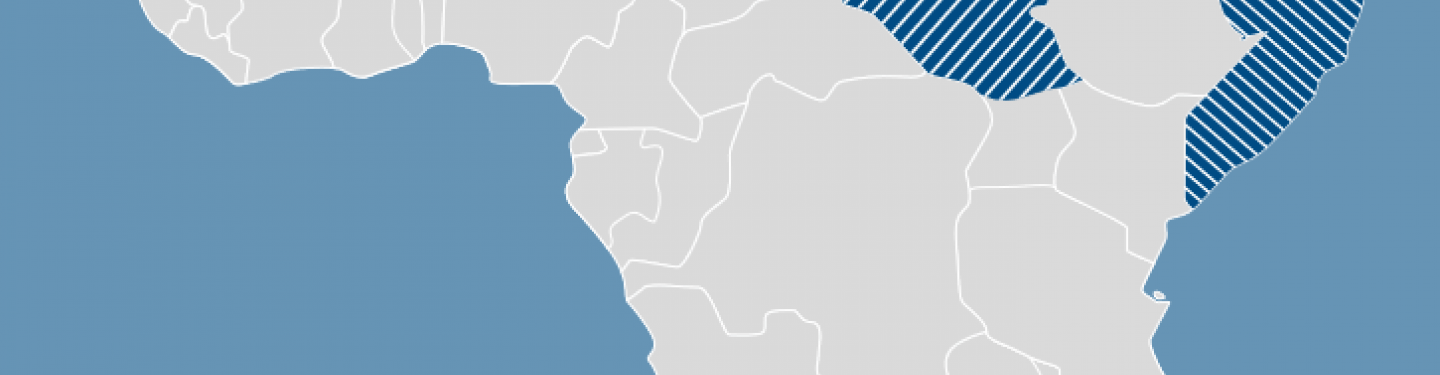 Africa map with Somalia, Sudan, and Mozambique highlighted