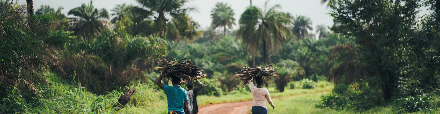 People walking on a road in Madagascar