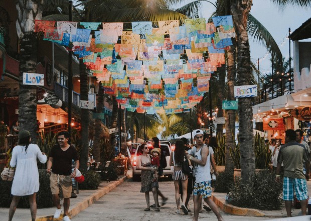 Photo of people walking on a street