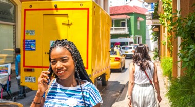 Young woman on the streets of Colombia